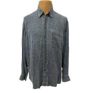 HAUPT Men's Long Sleeve Dress Shirt Washed Soft Denim Size XL - 17 1/2 43/44